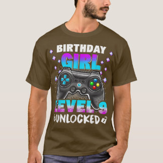 T-shirt 9e Anniversaire Fille 9 ans Vidéo Jeu Niveau 9 Un