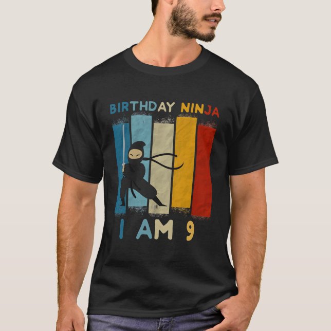 T-shirt 9E Anniversaire Garçon Ninja Amour 9 Anniversaire  (Devant)