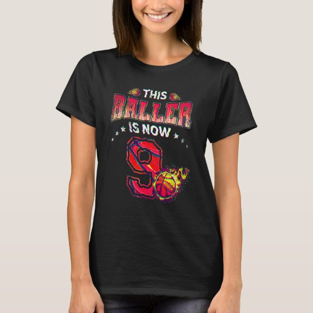 T-shirt 9e Anniversaire Garçons Joueur de basket-ball 9 an (Devant)