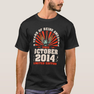 T-shirt 9e anniversaire Guitare guitariste Vintage Octobre