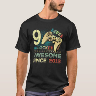 T-shirt 9e Anniversaire Niveau 9 Déverrouillé Awesome 2013