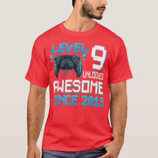 T-shirt 9e Anniversaire Niveau 9 Déverrouillé Awesome Vidé