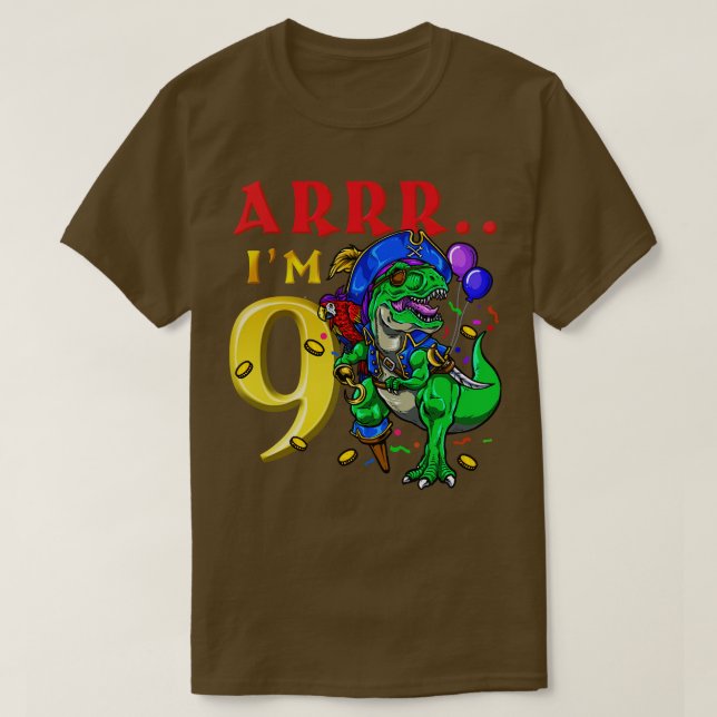 T-shirt 9e anniversaire Pirate Dinosaur (Design devant)