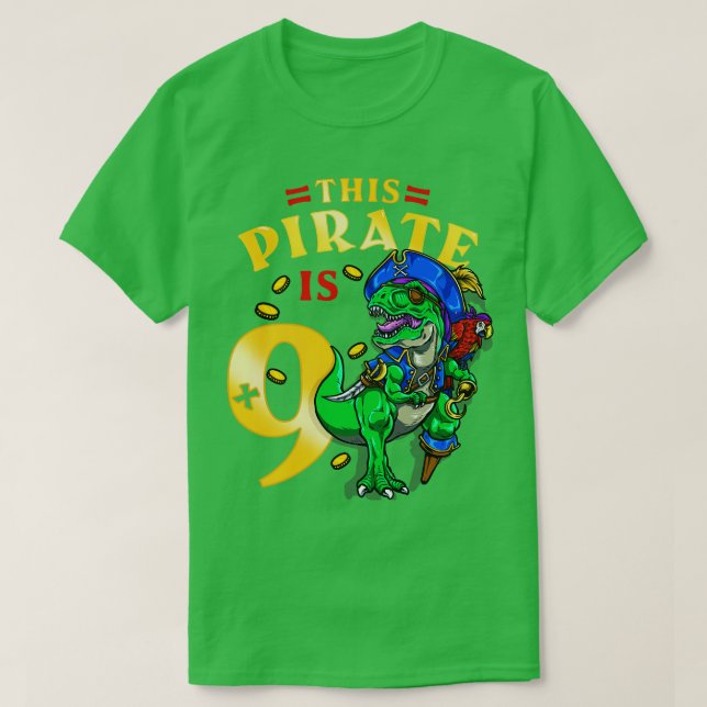 T-shirt 9e anniversaire Pirate Dinosaur 1 (Design devant)