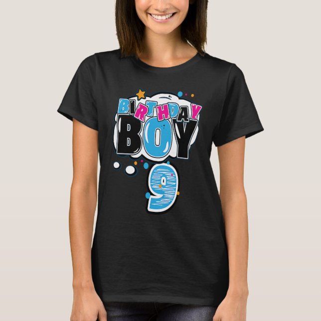 T-shirt 9e anniversaire pour garçons et fils 9 ans (Devant)