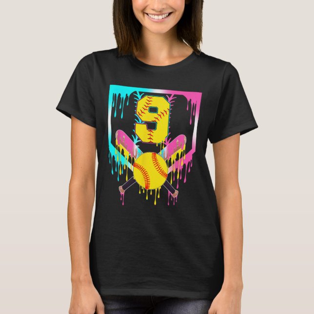 T-shirt 9e anniversaire Softll Home Plate Drip Glace 9 Ans (Devant)