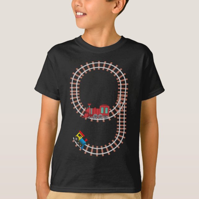 T-shirt 9e Anniversaire Train Thème 9 Anniversaire Garçons (Devant)
