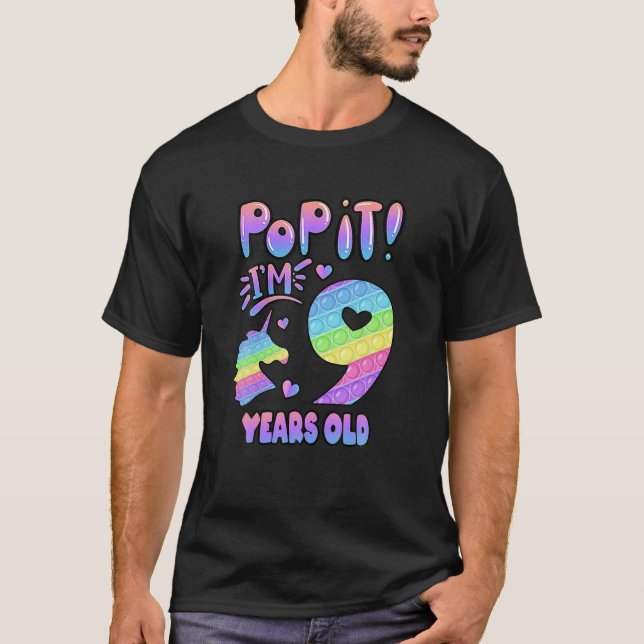 T-shirt 9E Anniversaire Unicorn Fidget Pop It Anniversaire (Devant)