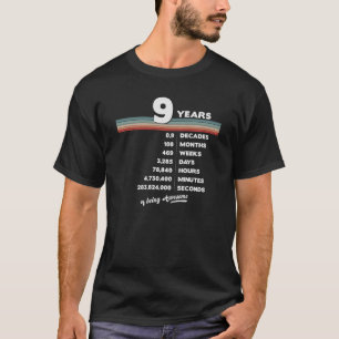 T-shirt 9e anniversaire Vintage 9 ans Retro 108 mois