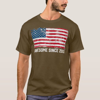 T-shirt 9e anniversaire, vintage usa, Awesome depuis 2013 