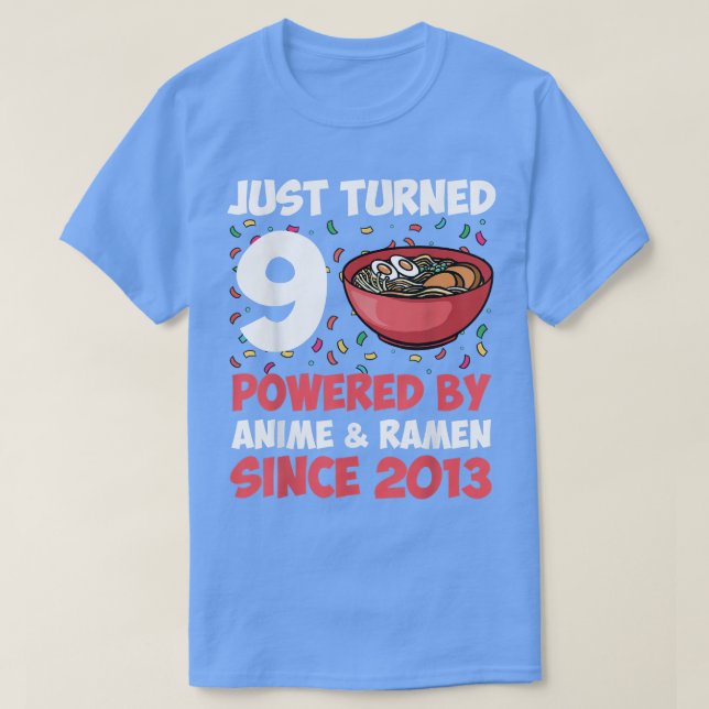 T-shirt 9e Birthday Kawaii Anime Ramen 9 Years Old Girls (Design devant)