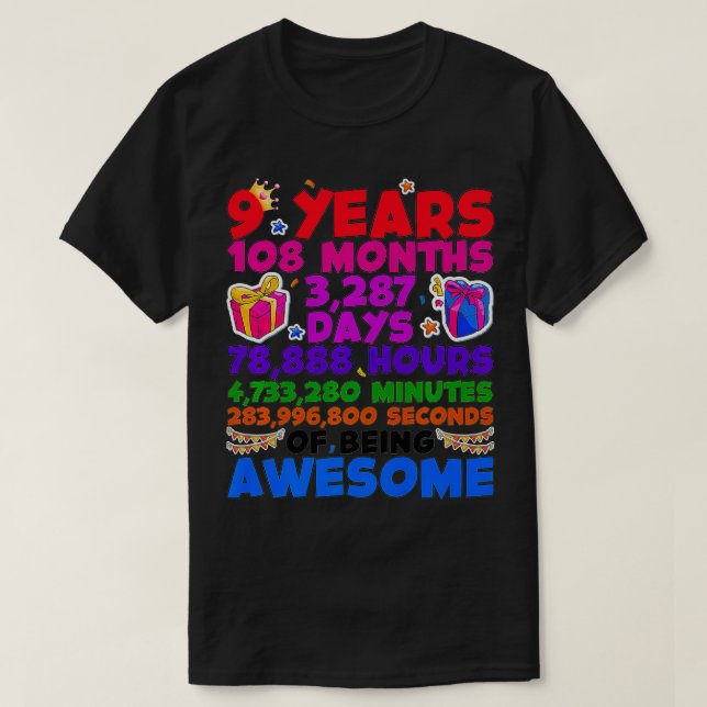 T-shirt 9e cadeau d'anniversaire pour les filles 9 ans êtr (Design devant)