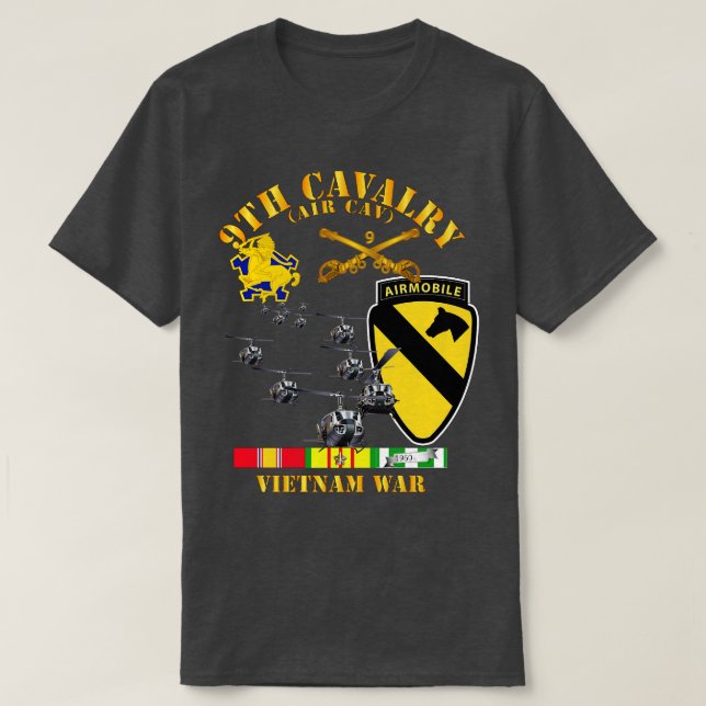 T-shirt 9e Cavalerie Air Cav 1re Division Cav avec SVC (Design devant)