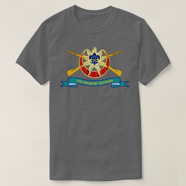 T-shirt 9e division d'infanterie w Br DUI Ruban X (Design devant)
