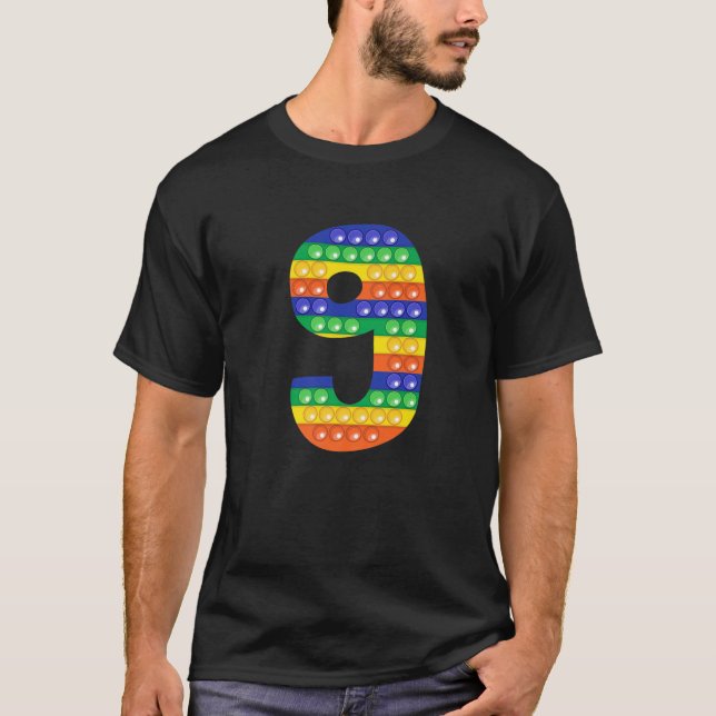 T-shirt 9E Fidget Pop It Anniversaire Fille Garçon Neuf 9  (Devant)