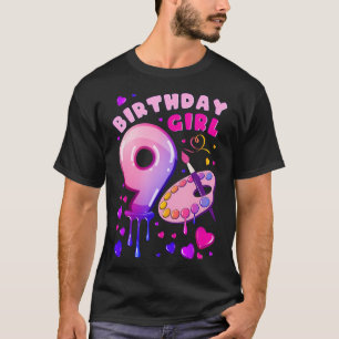 T-shirt 9E Fille Anniversaire 9 Ans Peinture Art Numéro 9