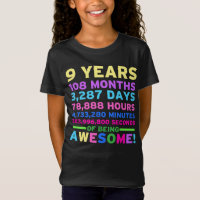 9ème Fille de garçon de chemise d'anniversaire