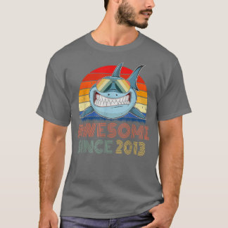 T-shirt 9th Birthday Shark Awesome Since 2013 Funny 9 Year