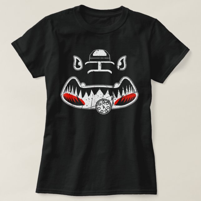 T-shirt A-10 Thunderbolt II Warthog Nez Art Requin Bouche  (Design devant)