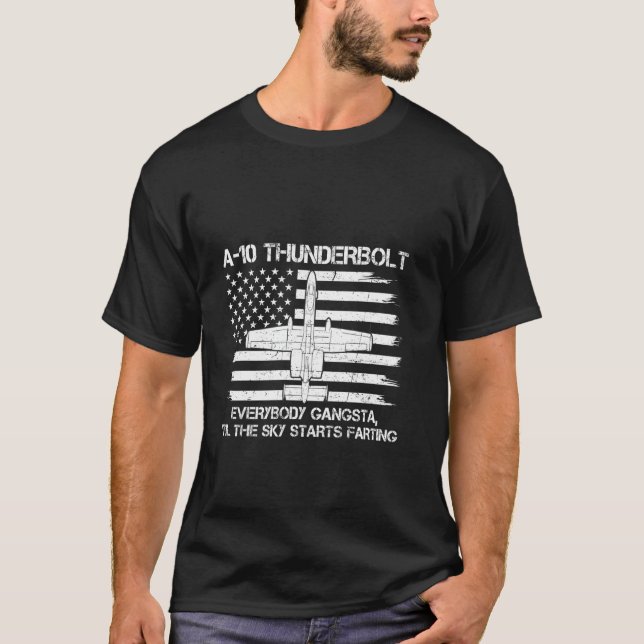 T-shirt A-10 Thunderbolt Warthog Tout Gangsta Drapeau Am (Devant)