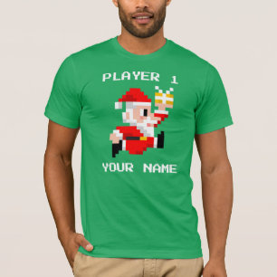 T-shirt à 8 bits personnalisé de Noël du père noël