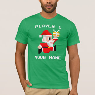 T-shirt à 8 bits personnalisé de Noël du père noël