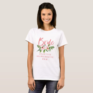 T-shirt à aquarelle florale couleur rose vif