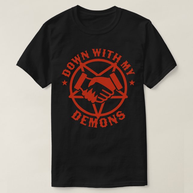 T-shirt A bas mes démons l'affaire poignée de main gothiqu (Design devant)