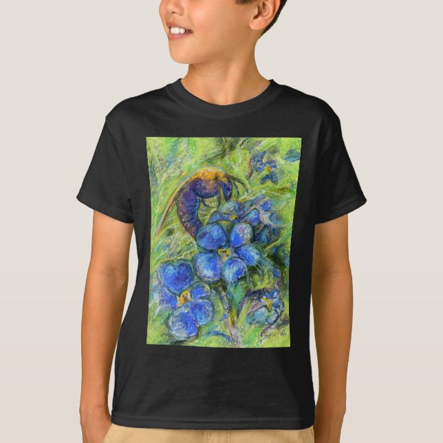 T-shirt A Bee & Forget-me-not Flowers (Devant)