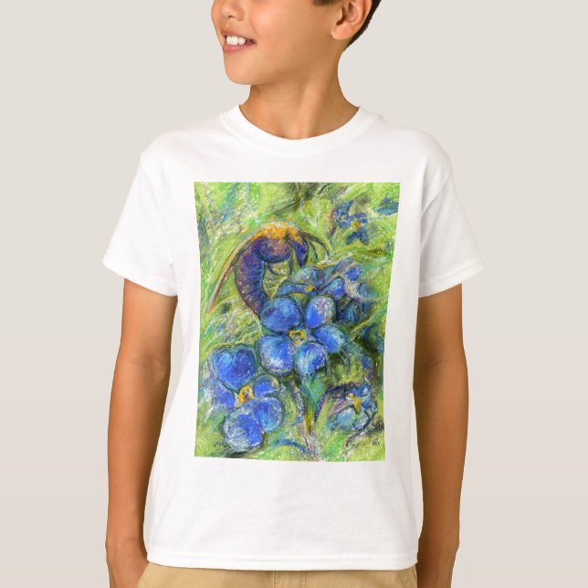 T-shirt A Bee & Forget-me-not Flowers (Devant)