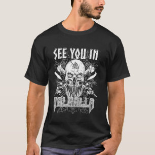 T-shirt À bientôt à Valhalla Portrait de crâne de roi Viki