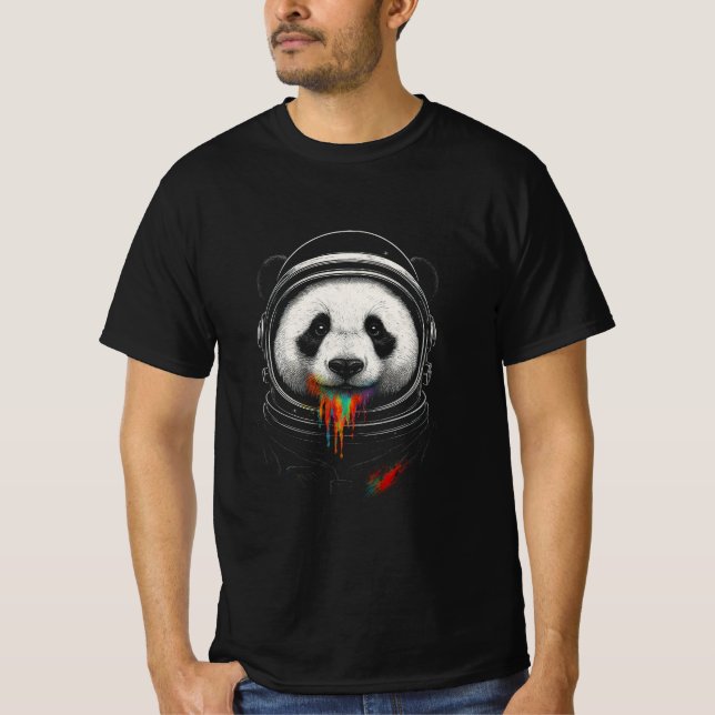 T-shirt A black and white panda bear wearing a space suit (Devant)