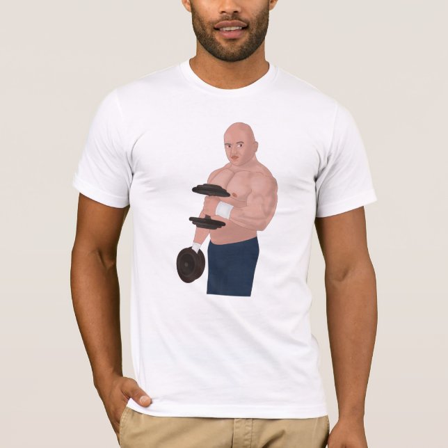 T-shirt A bodybuilder daddy training with dumbbells (Devant)