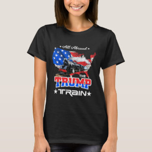 T-shirt À Bord Du Drapeau Américain Trump Train 2022