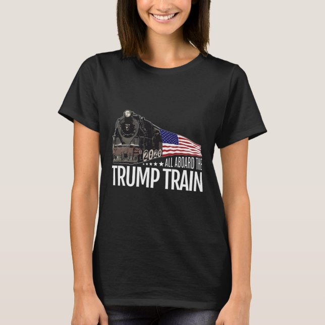 T-shirt À bord du Trump Train 2020 - Réélection du drapeau (Devant)