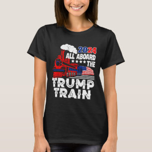 T-shirt À bord du Trump Train 2024 Drapeau américain Trump