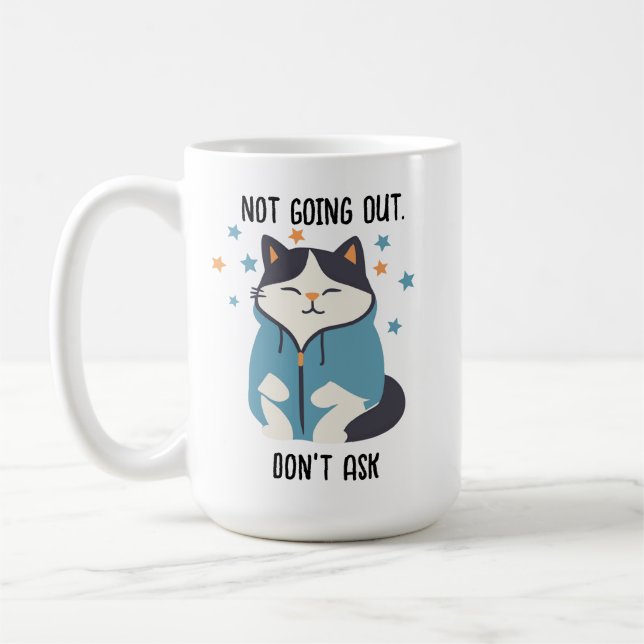 T-shirt à capuche de chat, mug à café drôle, pas d (Gauche)