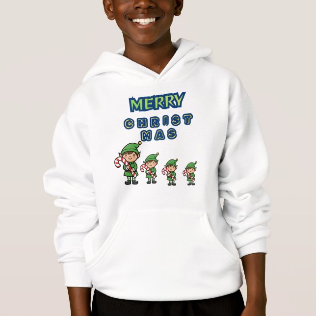 T-shirt à capuche Elfes dansants Joyeux Noël  (Devant)