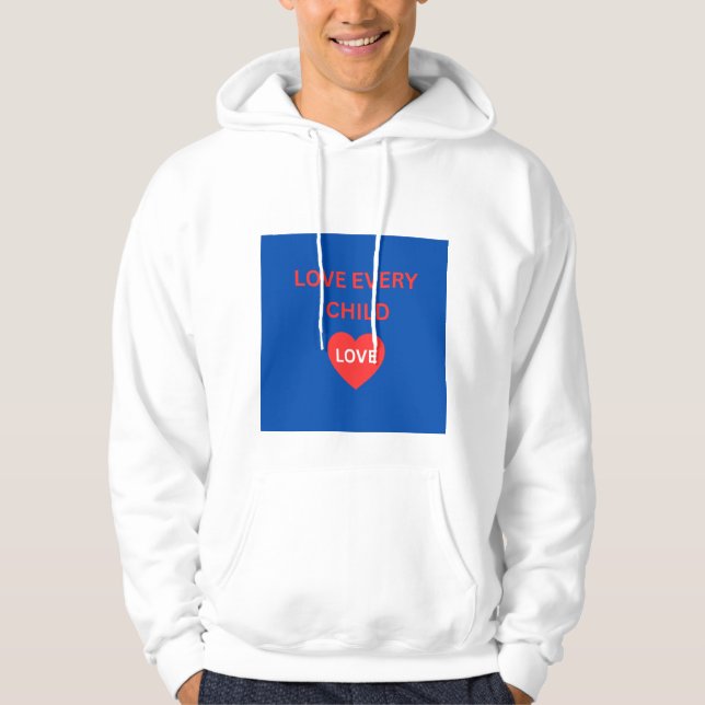 T-shirt à capuche en pullover blanc Love Every Chi (Devant)