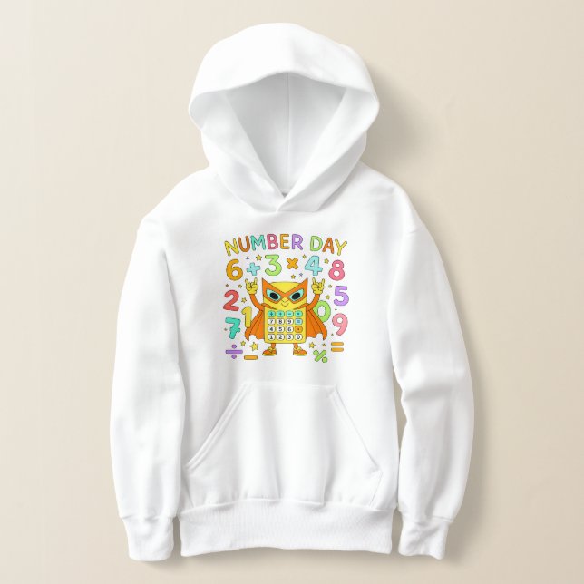 T-shirt à capuche Number Day 2026 mignon maths pou (Poser)