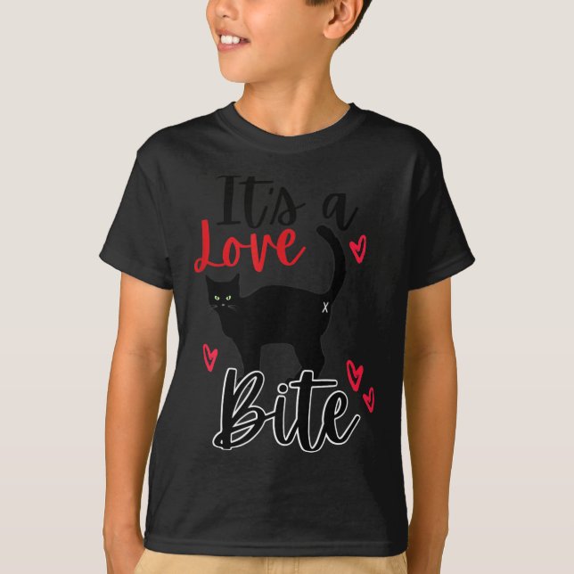T-shirt A Cat Bite Means Love, Kitty Valentines  (Devant)