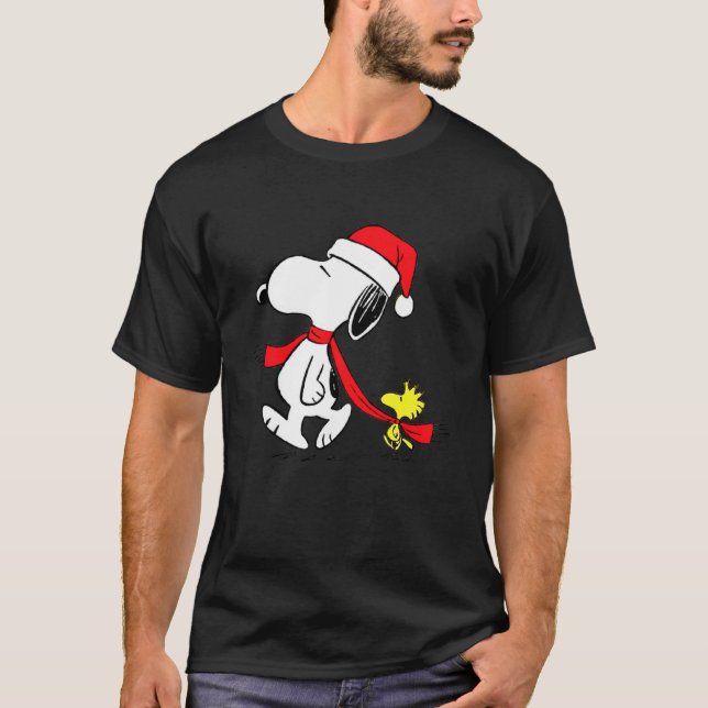 T-shirt a charlie noël 2019 brun snopy wodstock nata (Devant)