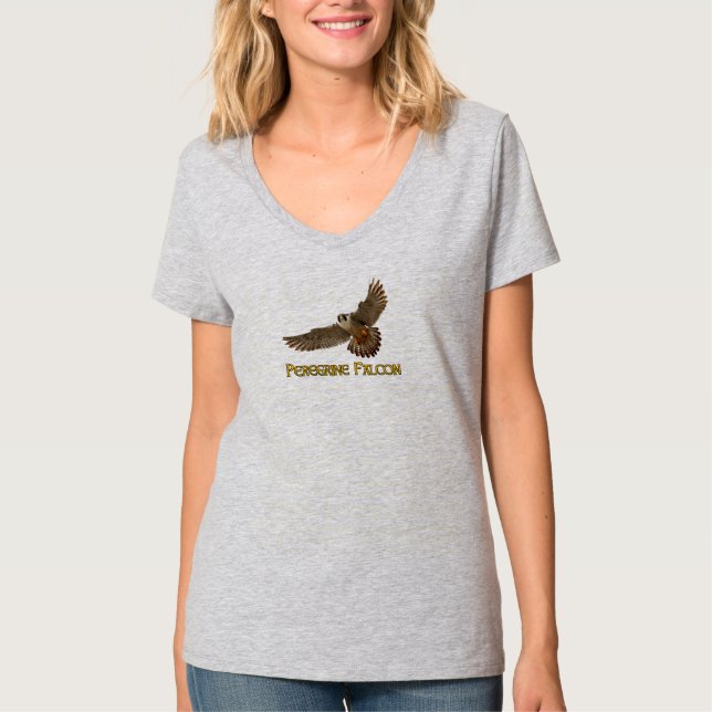 T-Shirt à col en V Faucon Pèlerin (Devant)
