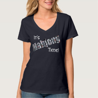 T-shirt à col en V pour femmes Mahjong Time