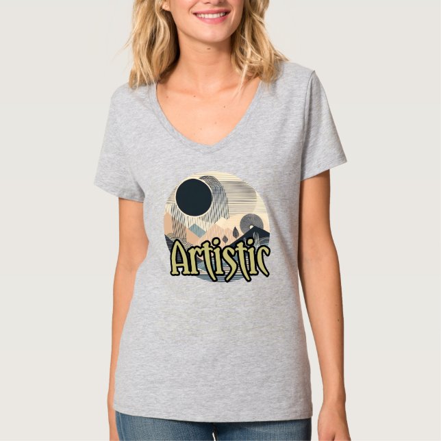T-shirt à col V de base pour femmes (Devant)