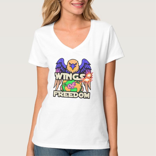 T-shirt à col V de base pour femmes (Devant)