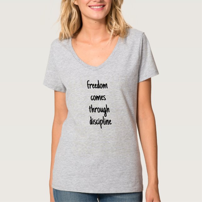 T-shirt à col V de base pour femmes Freedom (Devant)