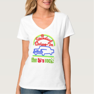 T-shirt à col V féminin des années 50