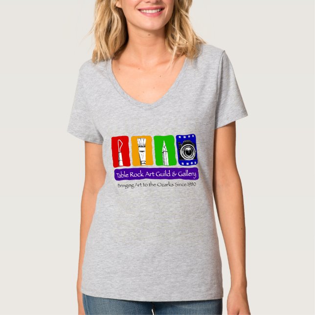 T-Shirt à col V pour femme de la Guilde d'art de T (Devant)