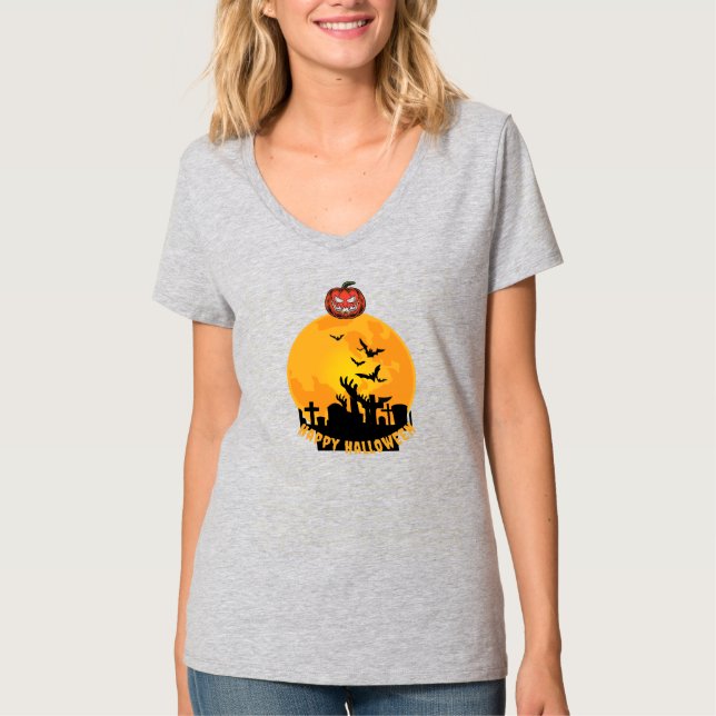 T-shirt à col V pour femmes (Devant)
